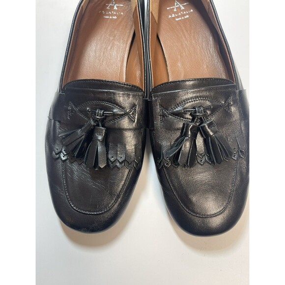 Aquatalia Quinna Black Leather Tassel Weatherproof Loafer Driving Shoe Sz 7 1/2 - Picture 4 of 11